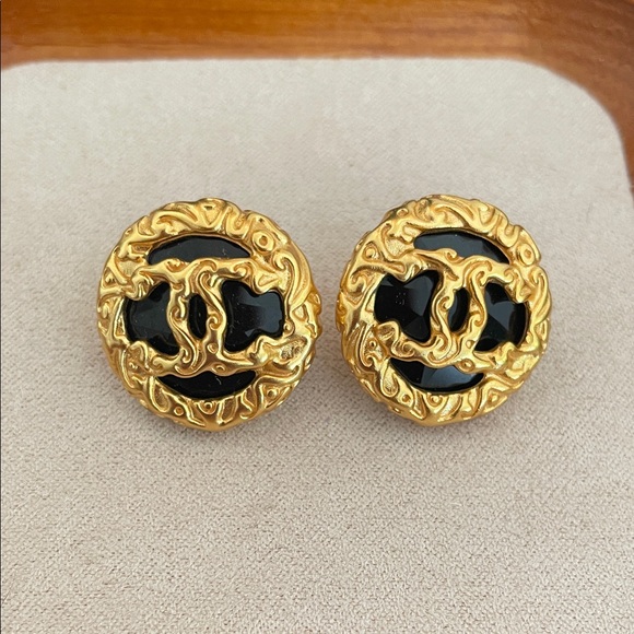 Chanel Gold and Black Earrings - Picture 1 of 4